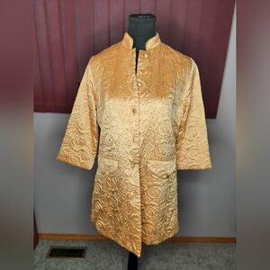 Elegant Vintage Gold Quilted Women's Coat Marked A Size 10 Best For Small Or Med